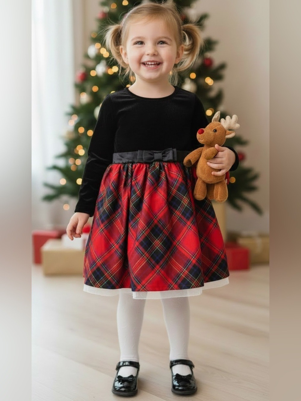 Cat & Jack Velveteen Plaid Party Dress 3T (3 for $12 item)